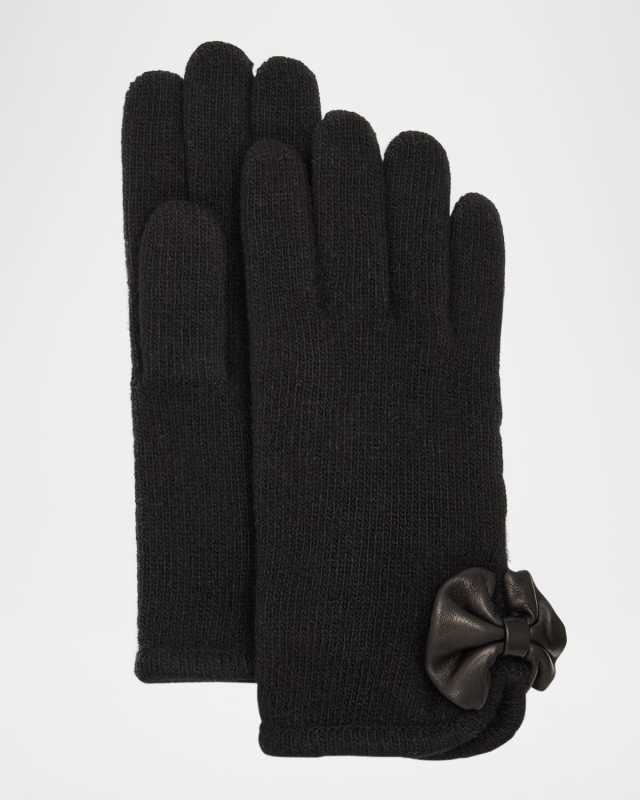 Cashmere Blend Gloves W/ Bow Detail